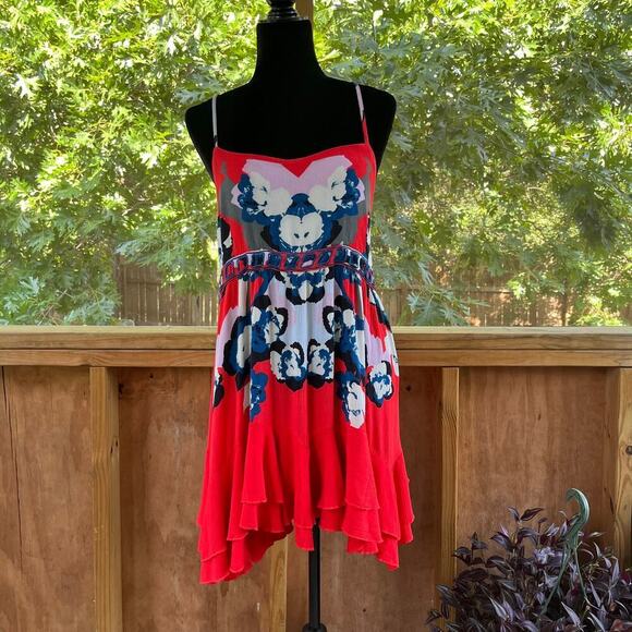 Free People Sweet Lucy Dress In Red Buckle Open Back Size L - Picture 3 of 11